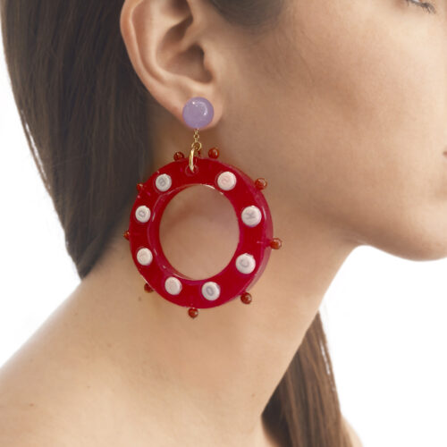 resin pink drop earrings