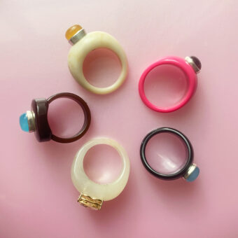 fun colourful lucite rings