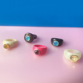 colourful lucite cocktail rings
