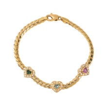 gemstone heart gold chain bracelet
