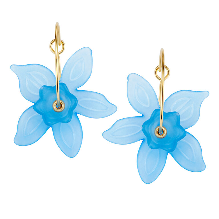 dark blue floral daffodil earrings
