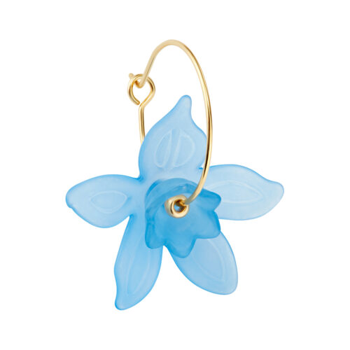 floral botanical blue daffodil lucite earrings