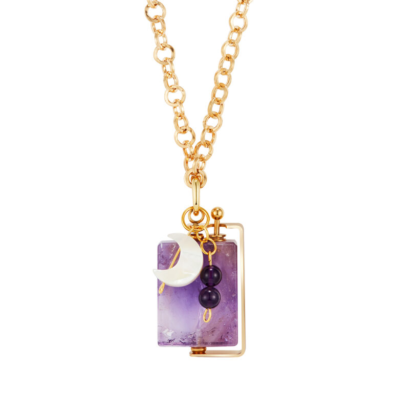amethyst necklace on brass chain