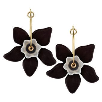 black and white flower hoop earrings