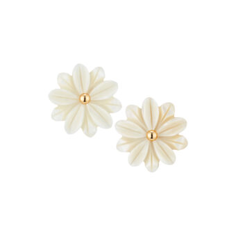 white carved flower earrings