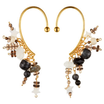 ear cuffs with brown and black gemstones
