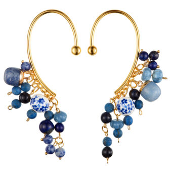 ear cuffs with blue stone beads