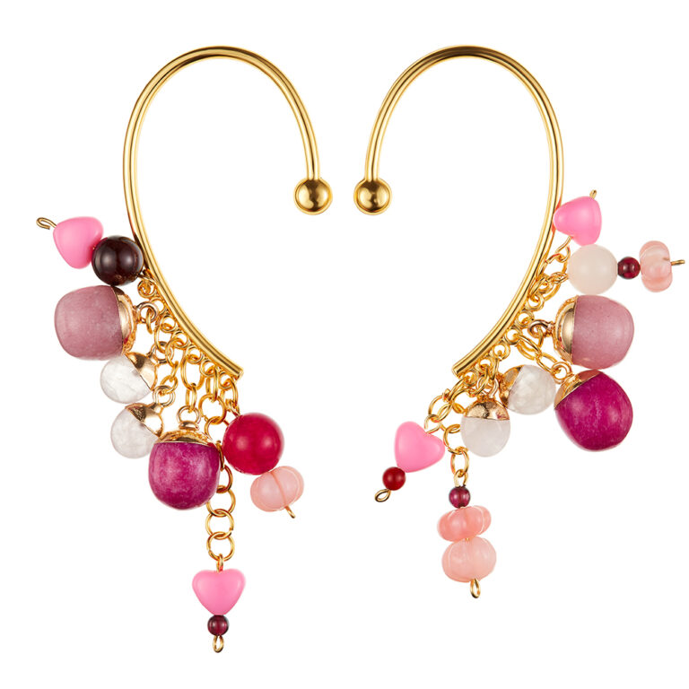 ear cuffs with pink beads