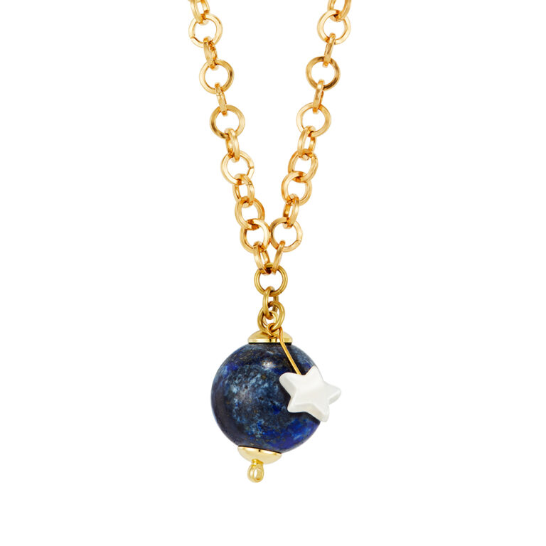 lapis lazuli pendant with mother of pearl charm
